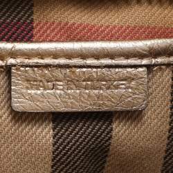 مملوكة مسبقًا Burberry Ashbury Knight Gold Leather Satchel