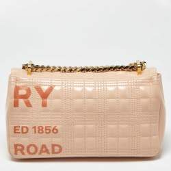 مملوكة مسبقًا حقيبة كتف بربري لولا هورسفيري جلد مبطن خوخي صغيرة