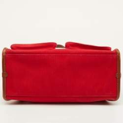 مملوكة مسبقًا حقيبة ساتشل بربري قماش كارو نوفا وأحمر/ بيج جلد