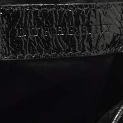 مملوكة مسبقًا حقيبة يد بربري نايلون كاروهات بيت أسود/رمادي وجلد لامع