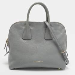 Pre Owned Burberry Greenwood Light Blue Leather Satchel