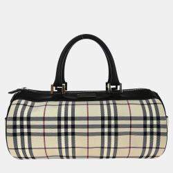 Pre Owned Burberry Beige Brown Burberry Check Handbag