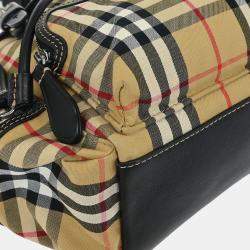مملوكة مسبقًا حقيبة ظهر بربري مربعات بربري بيج وأسود