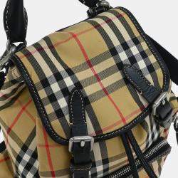 مملوكة مسبقًا حقيبة ظهر بربري مربعات بربري بيج وأسود