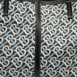 Pre Owned Burberry Blue/Black TB Monogram Coated Canvas Beach Bag