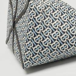 Pre Owned Burberry Blue/Black TB Monogram Coated Canvas Beach Bag