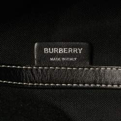 Pre Owned Burberry Blue/Black TB Monogram Coated Canvas Beach Bag