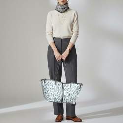 Pre Owned Burberry Blue/Black TB Monogram Coated Canvas Beach Bag