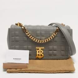 Pre Owned Burberry Lola Small Grey Quilted Leather Shoulder Bag