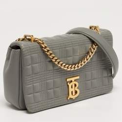 Pre Owned Burberry Lola Small Grey Quilted Leather Shoulder Bag