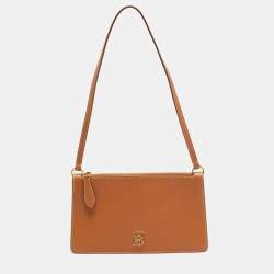 مملوكة مسبقًا حقيبة كتف بربري تي بي برون جلد بني