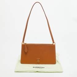 مملوكة مسبقًا Burberry TB Brown Leather Pouch Shoulder Bag