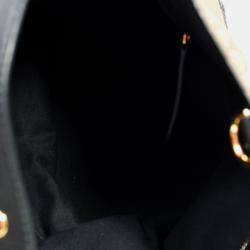 Pre Owned Burberry Brown/Black Linen/Leather Novacheck Studded Hobo Bag