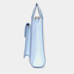 مملوكة مسبقًا حقيبة جيب صغيرة بريري جلد وقماش كريمي/أزرق