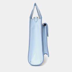 مملوكة مسبقًا حقيبة جيب صغيرة بريري جلد وقماش كريمي/أزرق