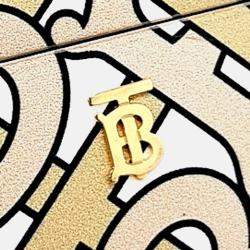 Pre Owned Burberry Beige/Multicolor Leather Card Wallet