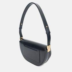 مملوكة مسبقًا حقيبة بيربري أوليمبيا جلد أسود صغيرة