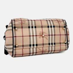 Pre Owned Burberry Beige/Multicolor Canvas Pvc Shoulder Bag