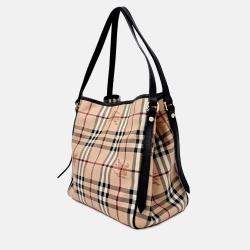 Pre Owned Burberry Beige/Multicolor Canvas Pvc Shoulder Bag