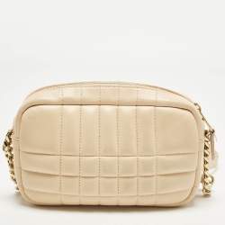 Pre Owned Burberry Lola Mini Peach Pink Quilted Leather Camera Bag