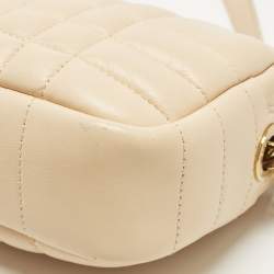 Pre Owned Burberry Lola Mini Peach Pink Quilted Leather Camera Bag