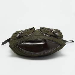 Pre Owned Burberry Bromley Brown/Khaki Quilted Nylon and Patent Leather Hobo