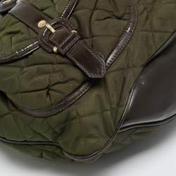 Pre Owned Burberry Bromley Brown/Khaki Quilted Nylon and Patent Leather Hobo