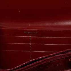 Pre Owned حقيبة كلتش بربري هايماركت قماش ومزخرفة جلد أحمر/بيج