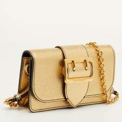 Pre Owned حقيبة بريري كروس بودي بسلسلة ميني جلدية ذهبية مع إبزيم