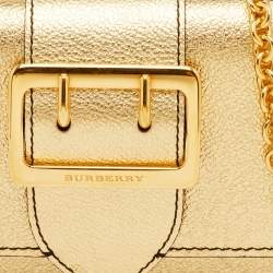 Pre Owned حقيبة بريري كروس بودي بسلسلة ميني جلدية ذهبية مع إبزيم