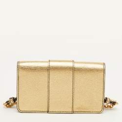 Pre Owned حقيبة بريري كروس بودي بسلسلة ميني جلدية ذهبية مع إبزيم