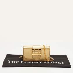 Pre Owned حقيبة بريري كروس بودي بسلسلة ميني جلدية ذهبية مع إبزيم