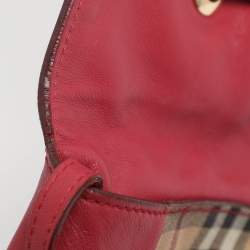 مملوكة مسبقًا Burberry Beige/Pink Haymarket Check PVC and Leather Shoulder Bag