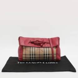 مملوكة مسبقًا Burberry Beige/Pink Haymarket Check PVC and Leather Shoulder Bag