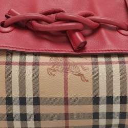مملوكة مسبقًا Burberry Beige/Pink Haymarket Check PVC and Leather Shoulder Bag