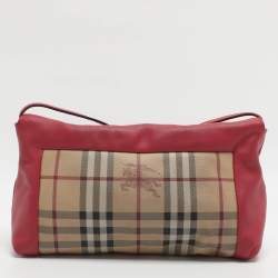 مملوكة مسبقًا Burberry Beige/Pink Haymarket Check PVC and Leather Shoulder Bag