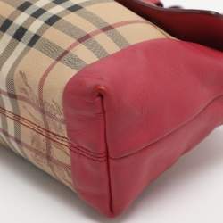 مملوكة مسبقًا Burberry Beige/Pink Haymarket Check PVC and Leather Shoulder Bag