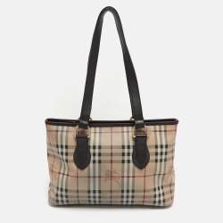 مملوكة مسبقًا حقيبة يد توتس بربري ريجينت كانفاس مقوى كاروهات هايماركت بيج/بني متوسطة