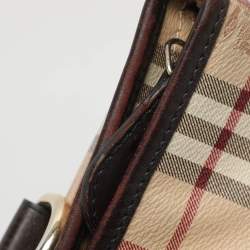 مملوكة مسبقًا حقيبة يد توتس بربري ريجينت كانفاس مقوى كاروهات هايماركت بيج/بني متوسطة