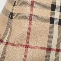 مملوكة مسبقًا حقيبة يد توتس بربري ريجينت كانفاس مقوى كاروهات هايماركت بيج/بني متوسطة