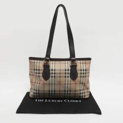 مملوكة مسبقًا حقيبة يد توتس بربري ريجينت كانفاس مقوى كاروهات هايماركت بيج/بني متوسطة