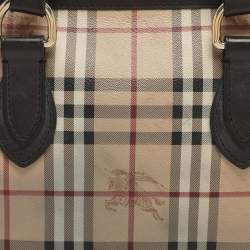 مملوكة مسبقًا حقيبة يد توتس بربري ريجينت كانفاس مقوى كاروهات هايماركت بيج/بني متوسطة