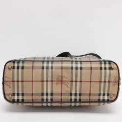 مملوكة مسبقًا حقيبة يد توتس بربري ريجينت كانفاس مقوى كاروهات هايماركت بيج/بني متوسطة