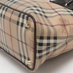 مملوكة مسبقًا حقيبة يد توتس بربري ريجينت كانفاس مقوى كاروهات هايماركت بيج/بني متوسطة