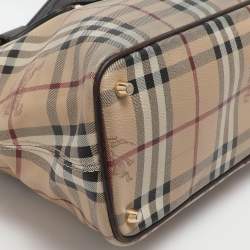 مملوكة مسبقًا حقيبة يد توتس بربري ريجينت كانفاس مقوى كاروهات هايماركت بيج/بني متوسطة