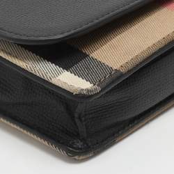 مملوكة مسبقًا حقيبة كروس بربري هامبشاير جلد وكانفاس هاوس تشيك أسود / بيج