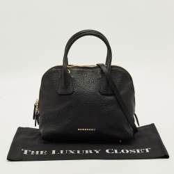 Pre Owned Burberry Greenwood Black Grained Leather Satchel