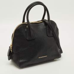 Pre Owned Burberry Greenwood Black Grained Leather Satchel