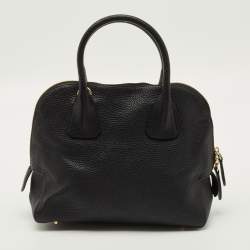 Pre Owned Burberry Greenwood Black Grained Leather Satchel