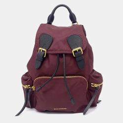 Pre Owned Burberry Black Burgundy Nylon Rucksack Backpack